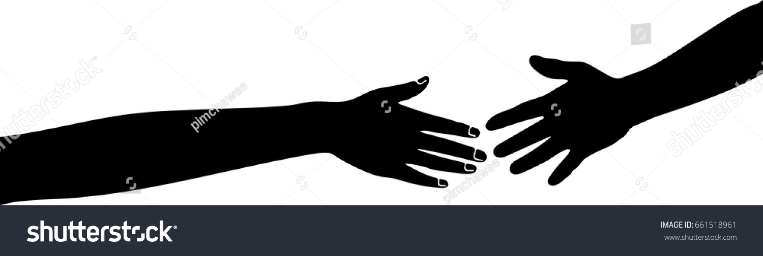 Silhouette Vector Two Arms Stretching Towards Stock Vector (Royalty ...