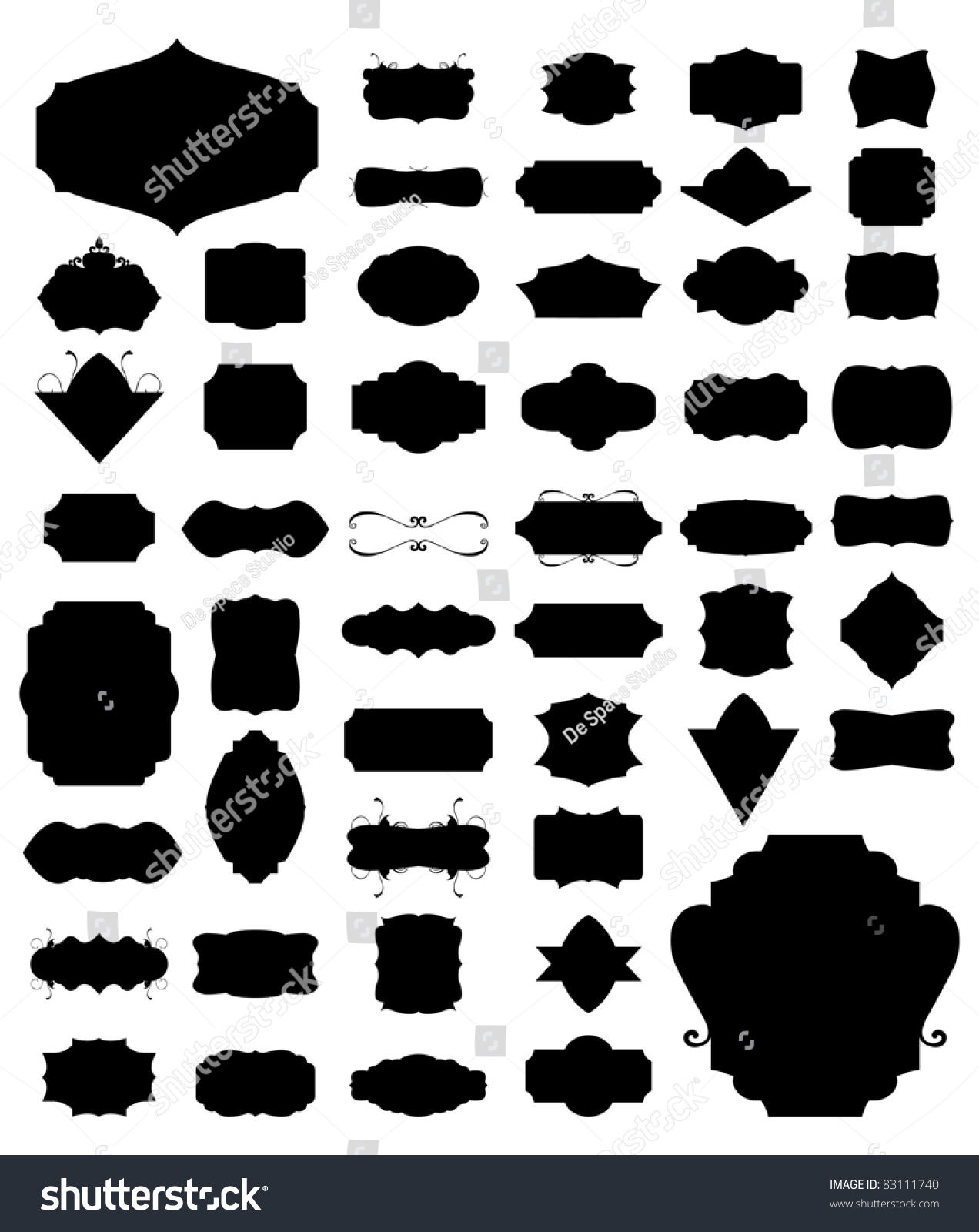 Silhouette Vector Set Of 50 Frames And Vintage Style. 02 - 83111740 ...