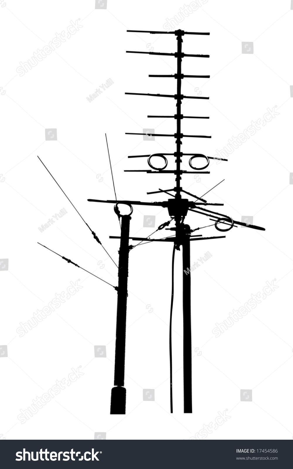 Silhouette Vector Trace Of Television Rooftop Antennas - 17454586 ...