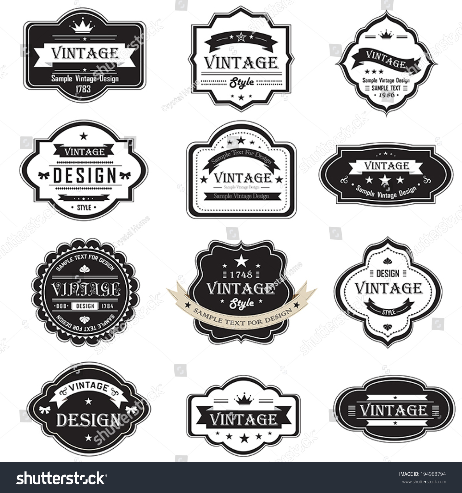silhouette vintage retro badges label tag stock vector royalty free