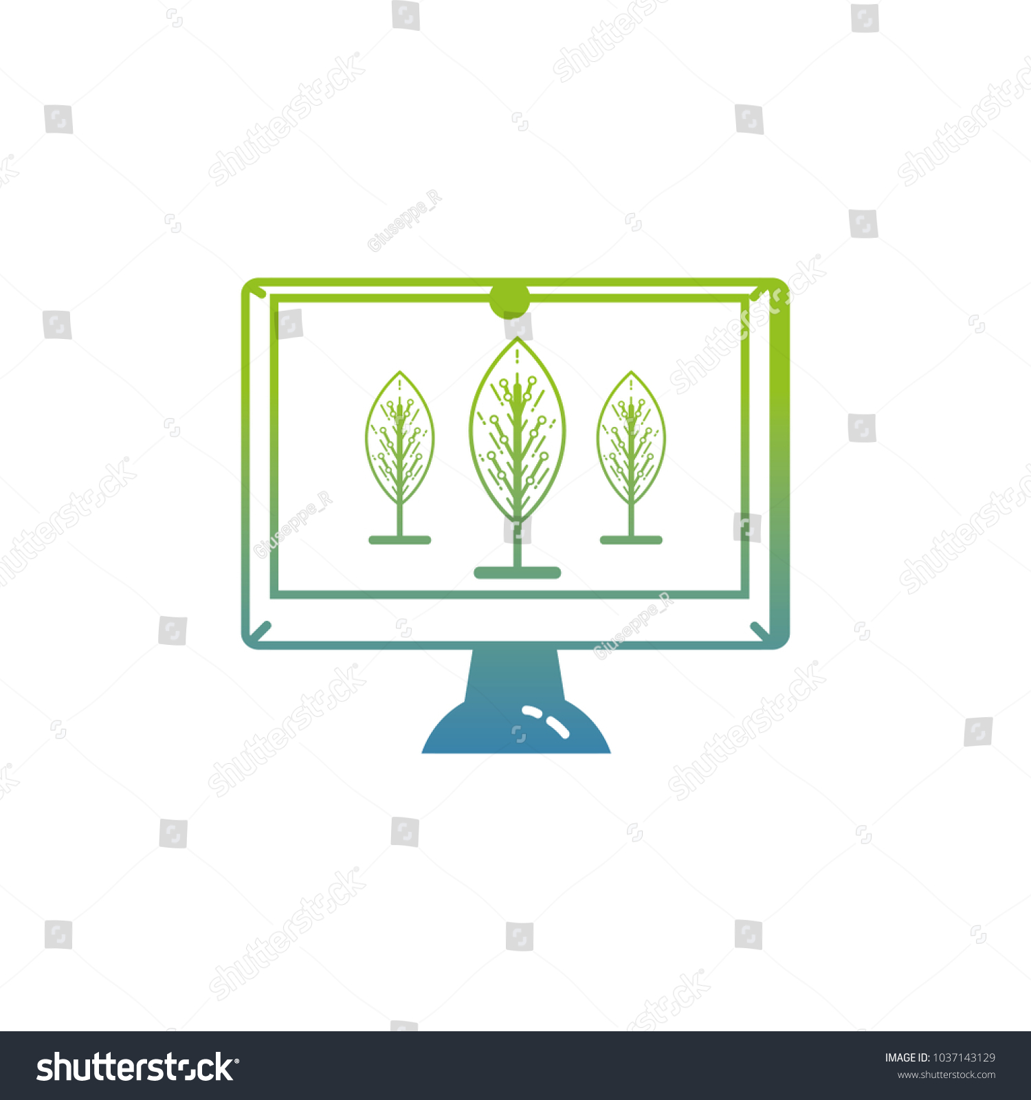Silhouette Virtual Reality Trees Inside Screen Stock Vector (Royalty ...
