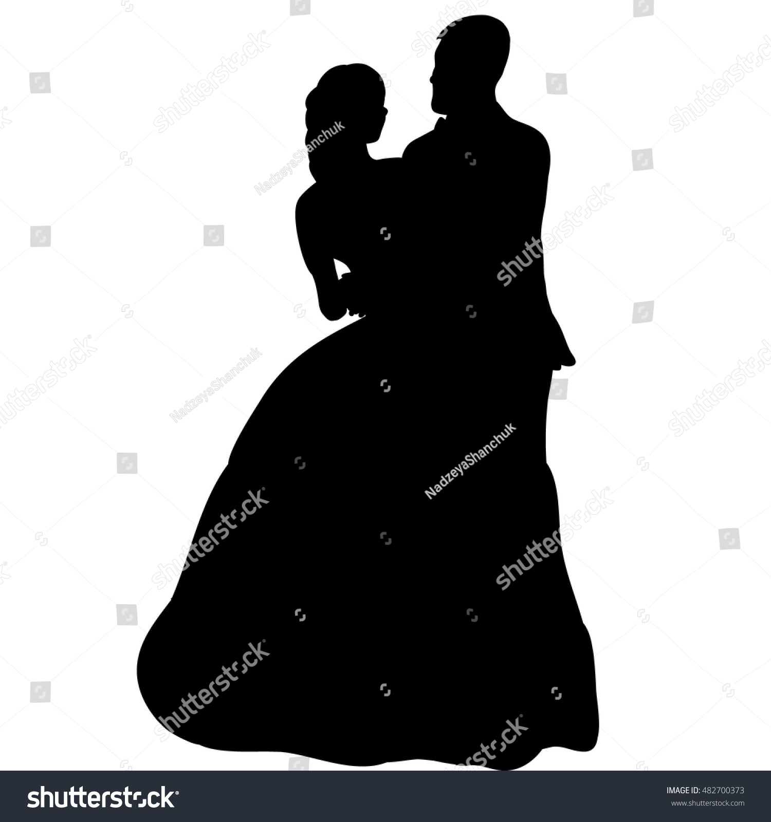 Silhouette Wedding Couple Bride Groom Stock Vector (Royalty Free) 482700373