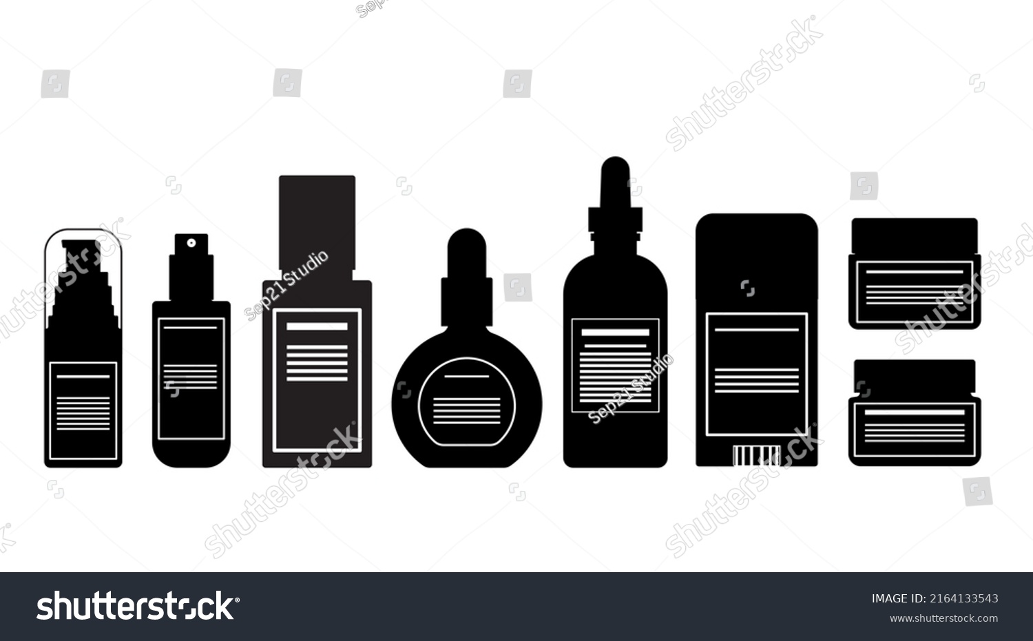 Silhouette White Line Label Body Lotionsserumroll Stock Vector (Royalty ...