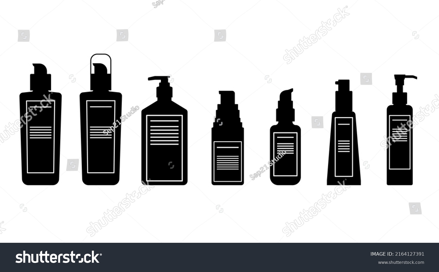 Silhouette White Line Label Body Lotionsserumskincare Stock Vector ...