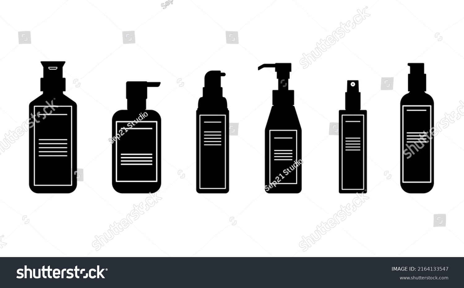 Silhouette White Line Label Body Lotionsserumskincarespray Stock Vector ...