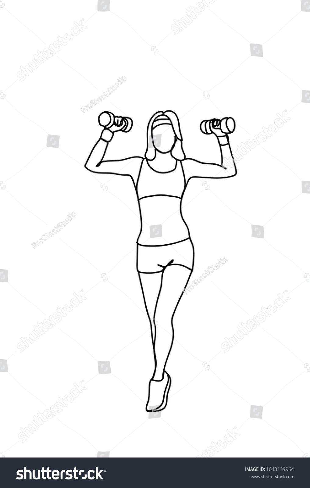 Silhouette Woman Training Weights Workout Exercise Stock Vector ...