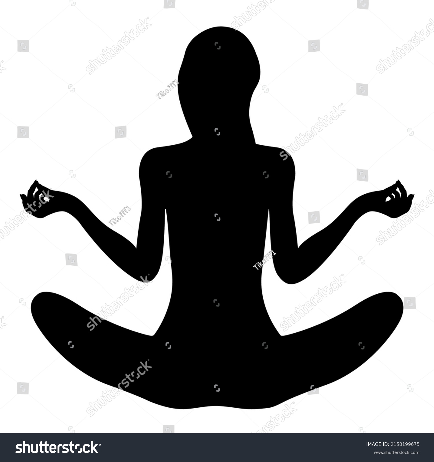 Silhouette Yoga Woman Lotus Pose Isolated Stock Vector (Royalty Free ...