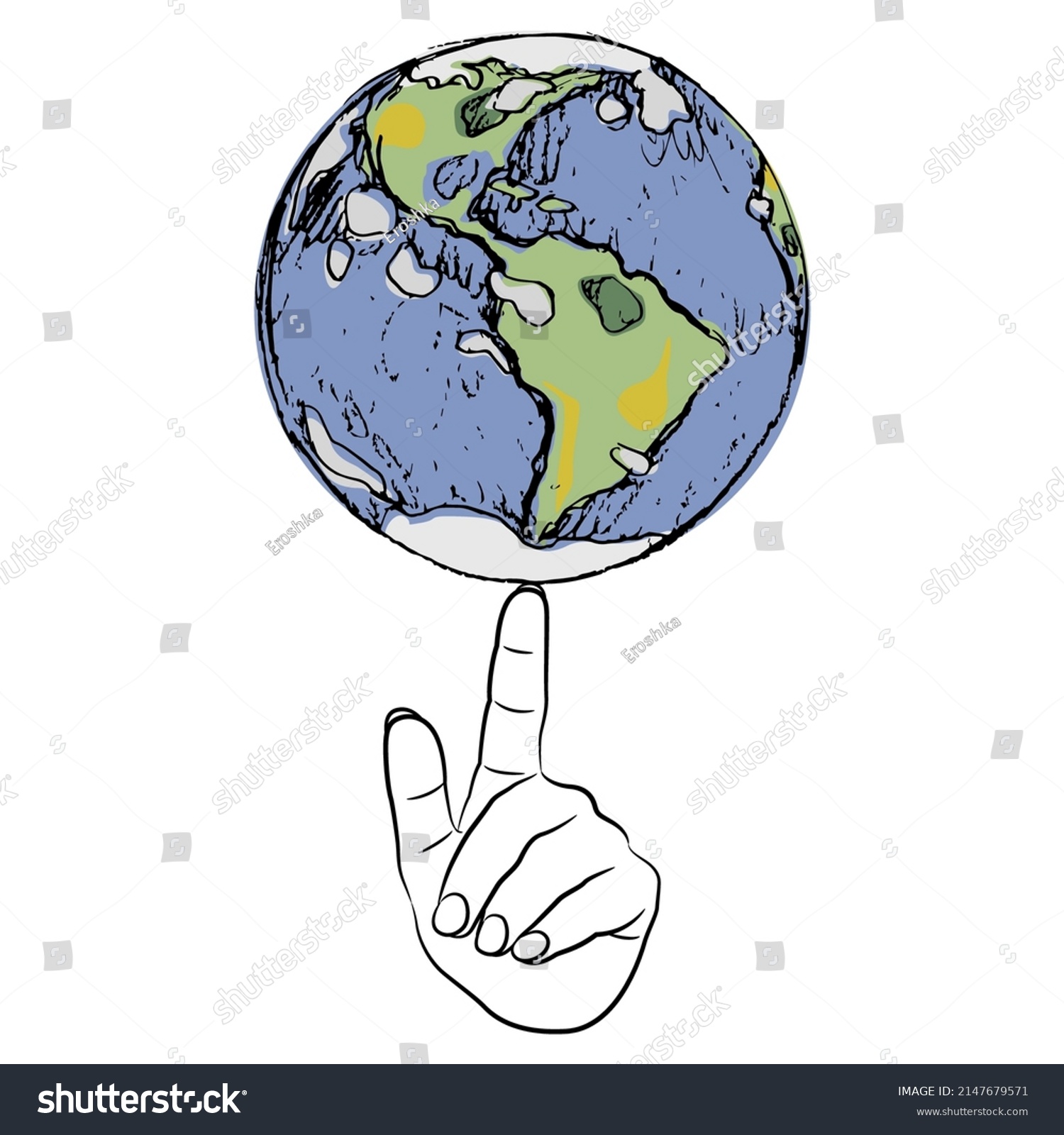 Silhouetted Human Hand Holding Planet Earth Stock Vector Royalty Free