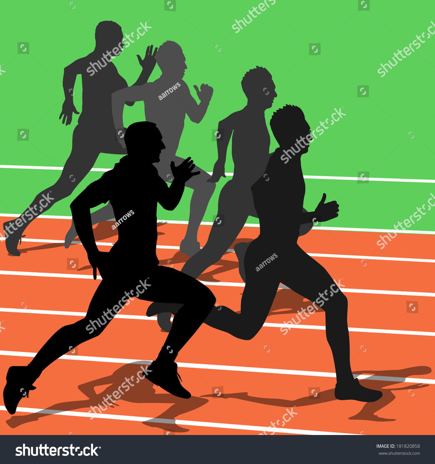 Silhouettes Athletes Running Stadium Vector Illustration Stock Vector ...