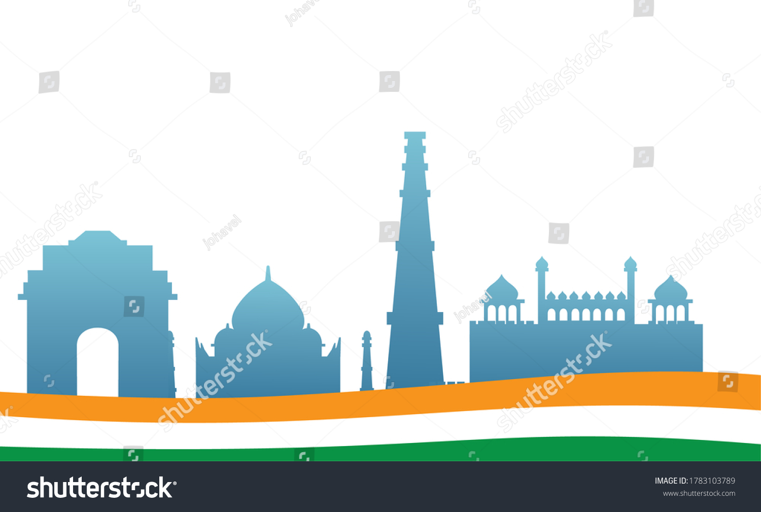 Silhouettes Famous Monuments India Vector Illustration Stock Vector ...