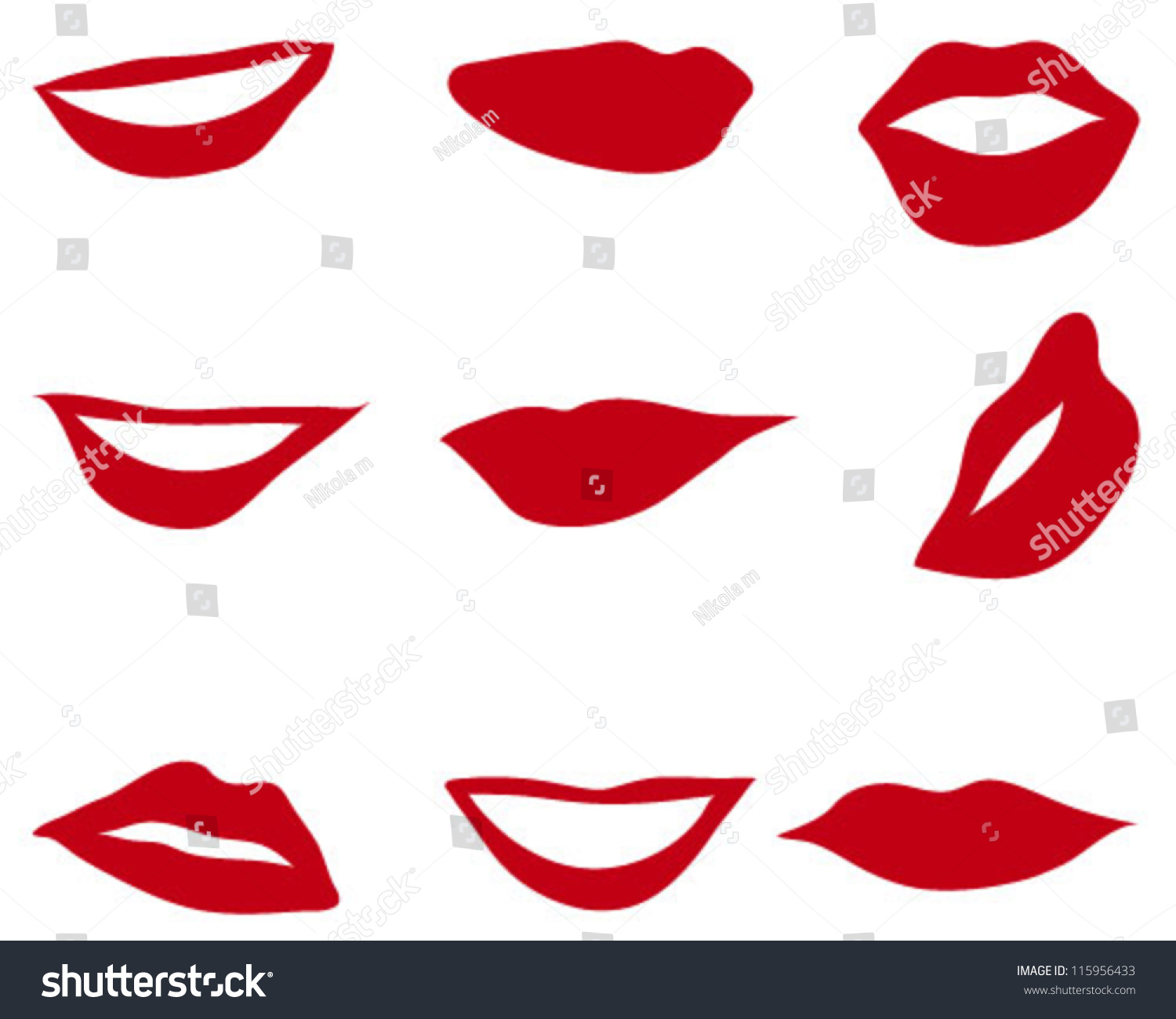 Silhouettes Lips 2vector Stock Vector 115956433 - Shutterstock