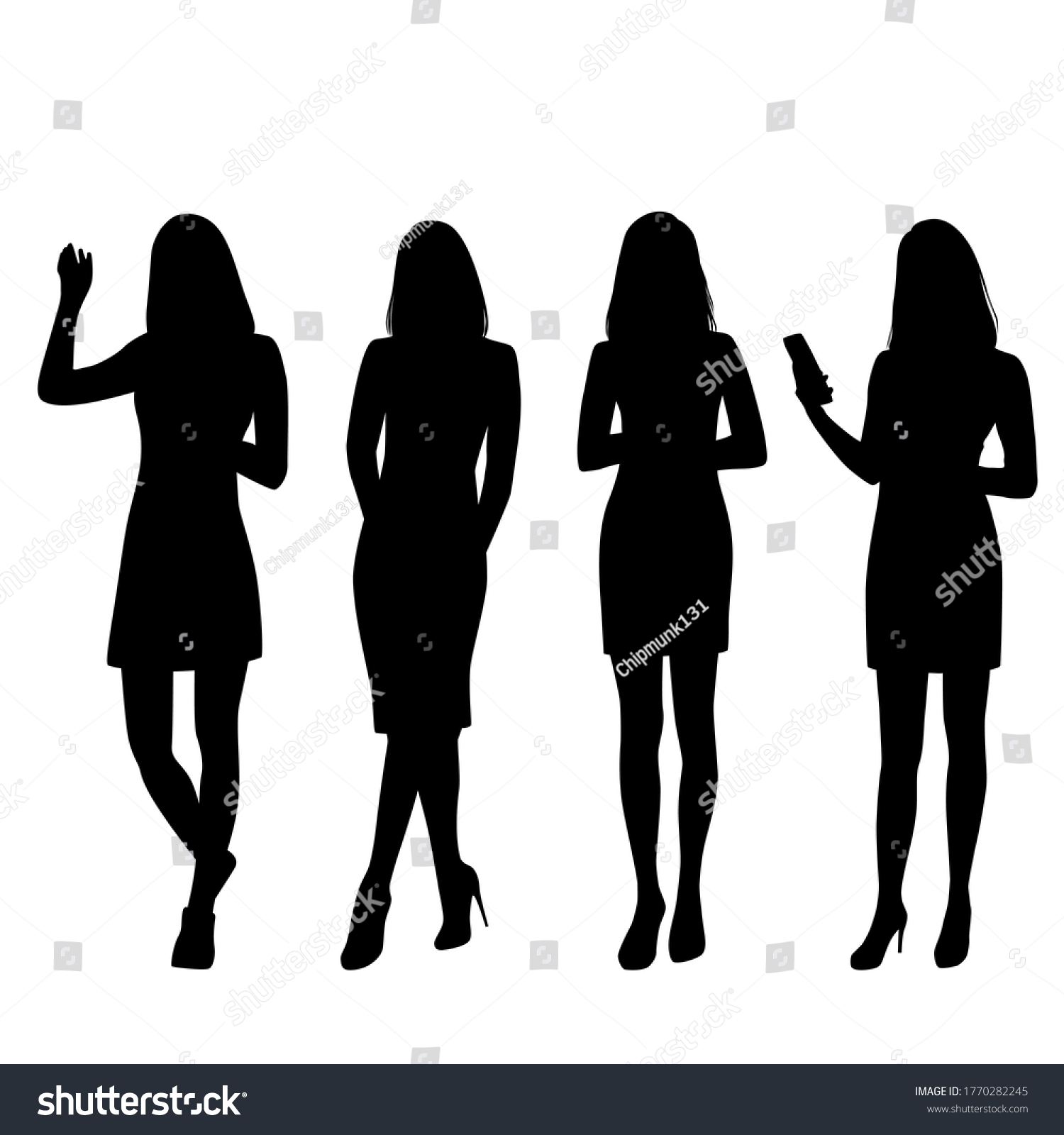 Vektor Stok Silhouettes Women Standing Different Poses Business Tanpa Royalti 1770282245 5809