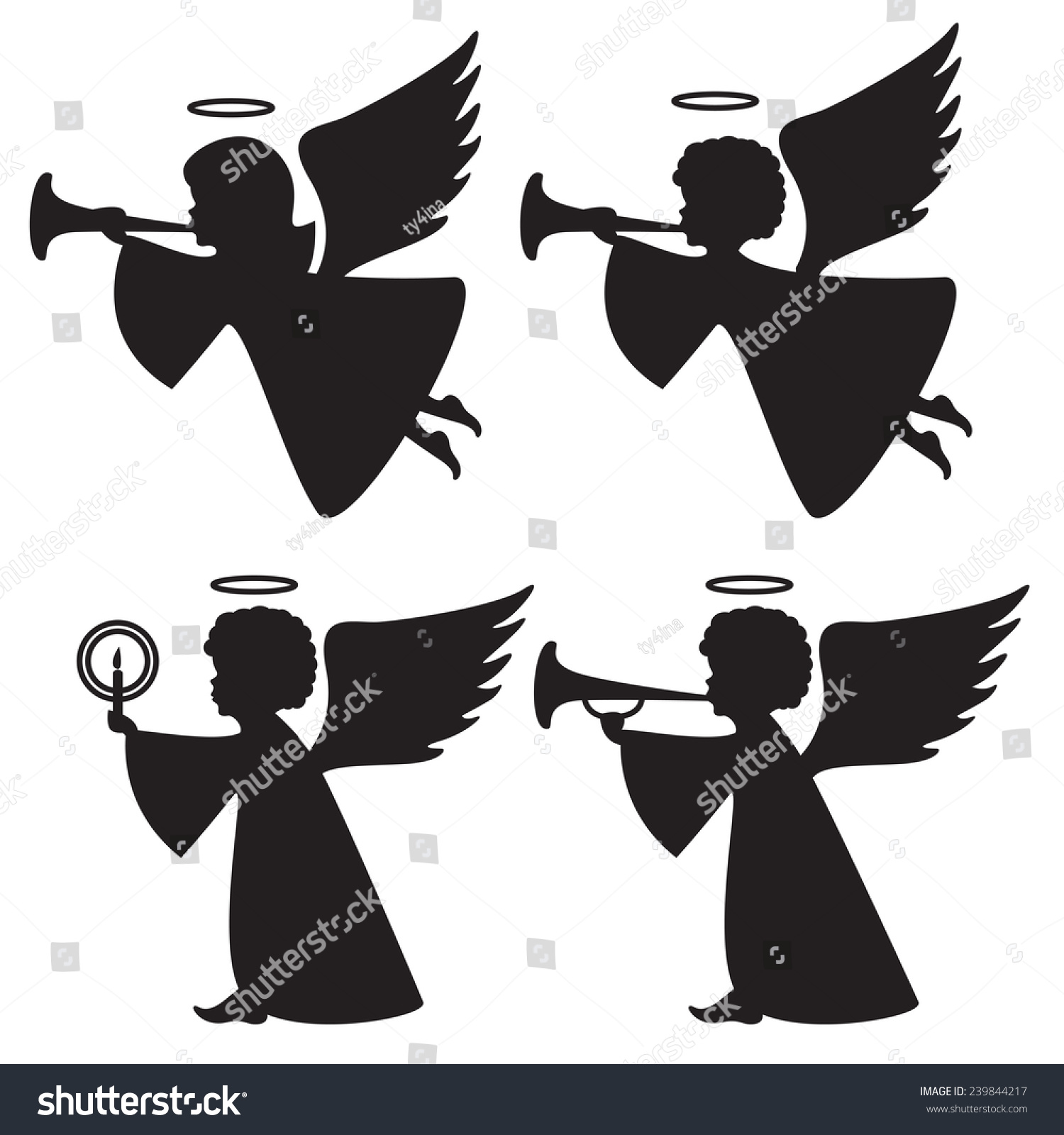 Silhouettes Of Angels Stock Vector Illustration 239844217 : Shutterstock