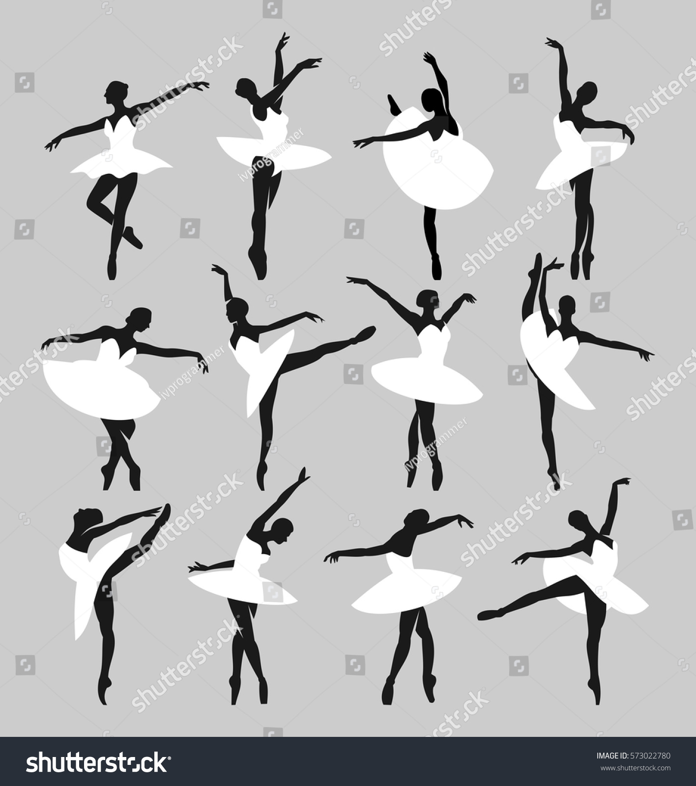 Silhouettes Ballerinas Dancing Swan Lake Stock Vector (Royalty Free ...