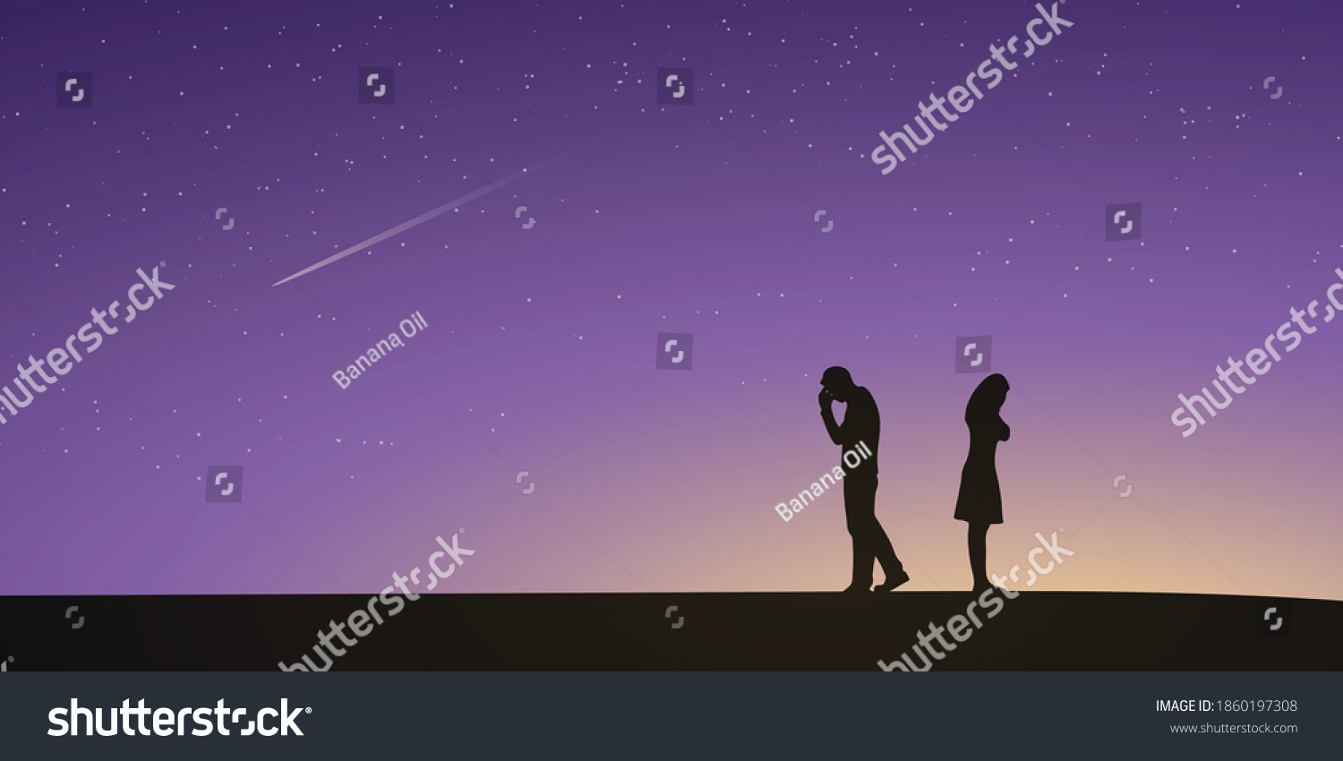 Silhouettes Couple Man Woman Broken Heart Stock Vector Royalty Free 1860197308 6732