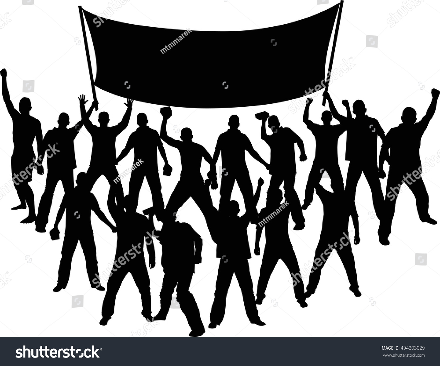 Silhouettes Demonstrators Banner Stock Vector 494303029 - Shutterstock