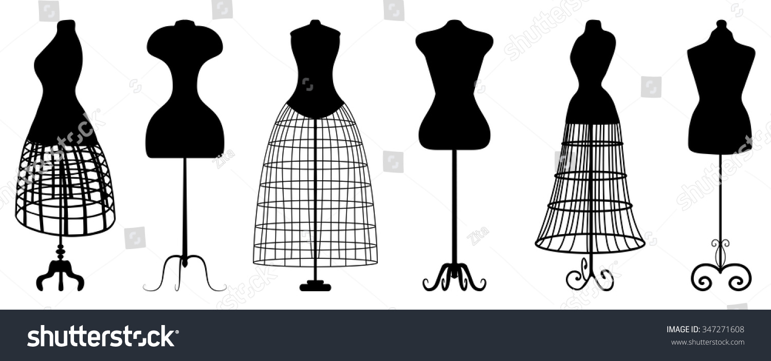 Silhouettes Fashion Dress Forms Vector Set Stock Vector (Royalty Free ...