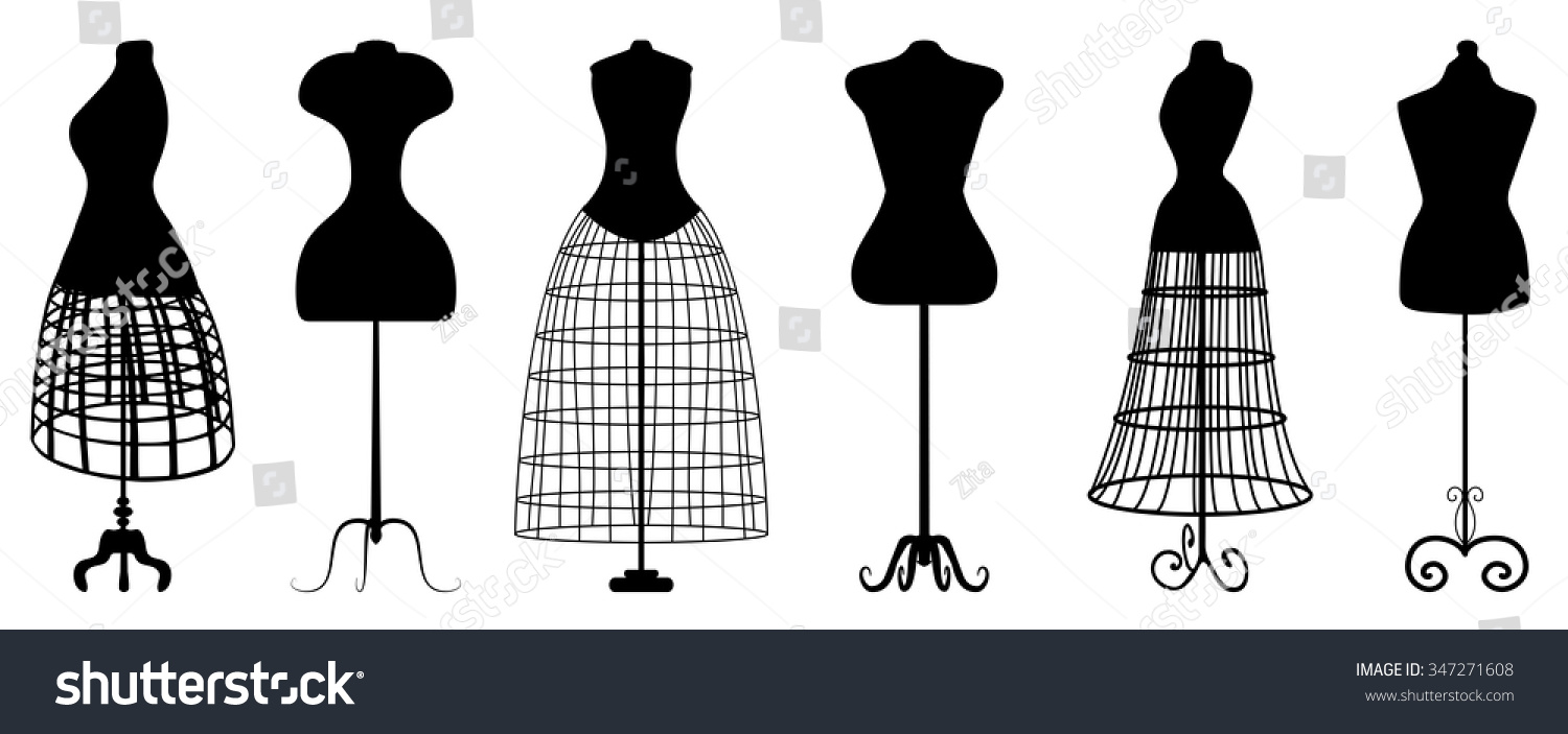 Silhouettes Fashion Dress Forms Vector Set Stock Vector 347271608 ...