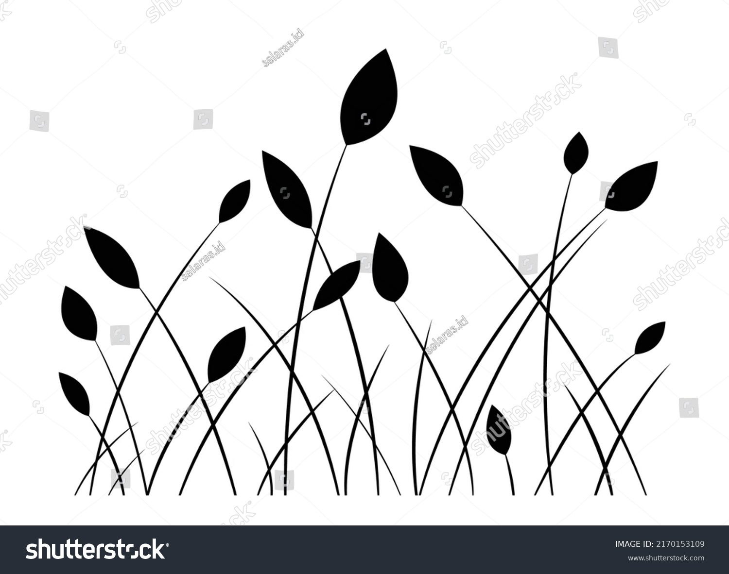 Silhouettes Grass Hand Drawn Vector Illustration Stock Vector (Royalty ...