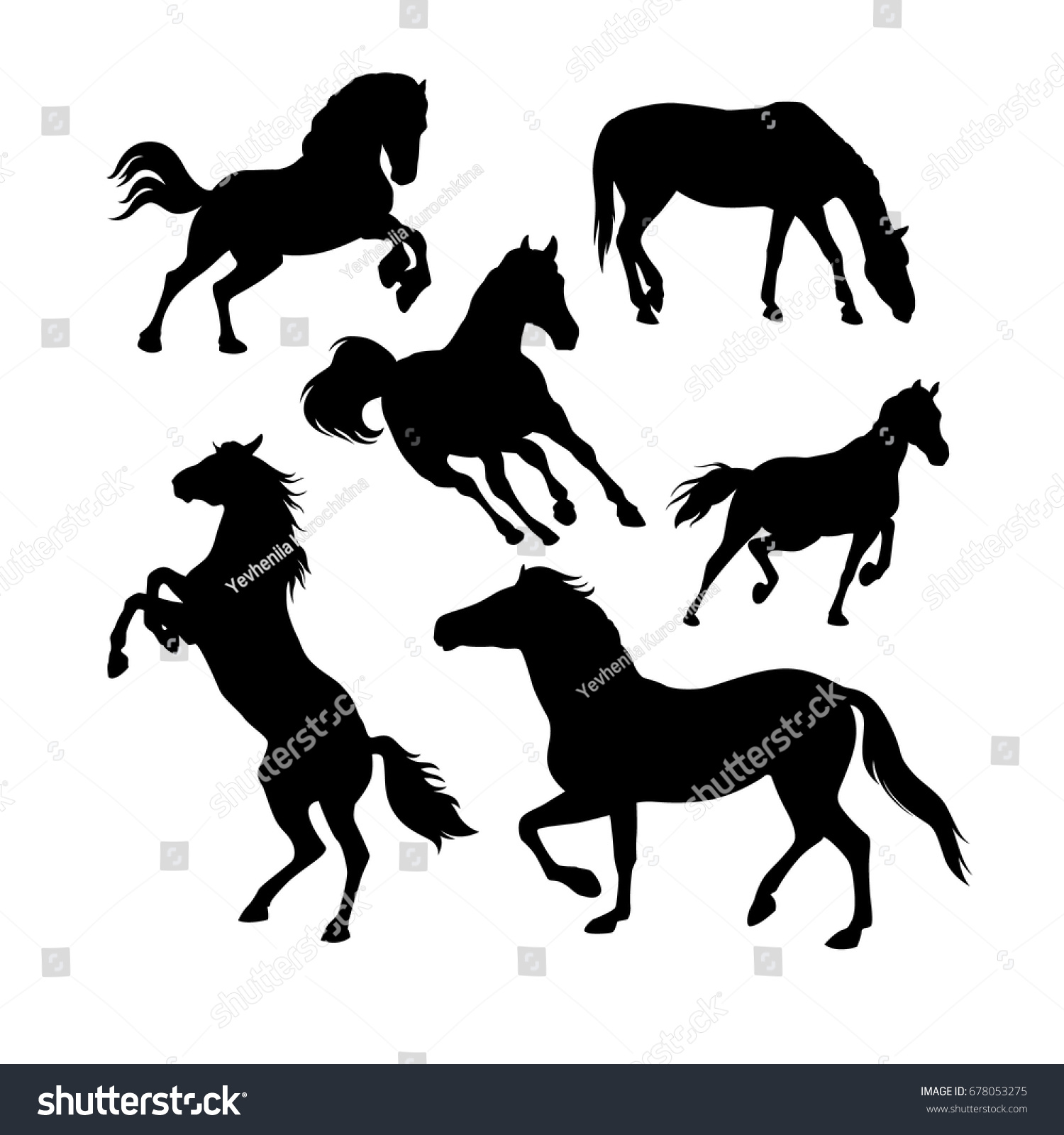 Silhouettes Horses Vector Stock Vector 678053275 - Shutterstock