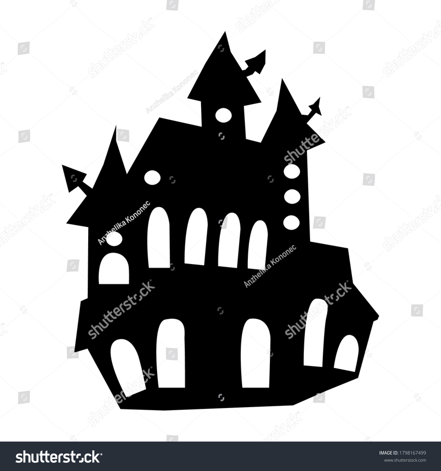 Silhouettes Houses Gothic Style Isolated On Stock Vector (Royalty Free ...