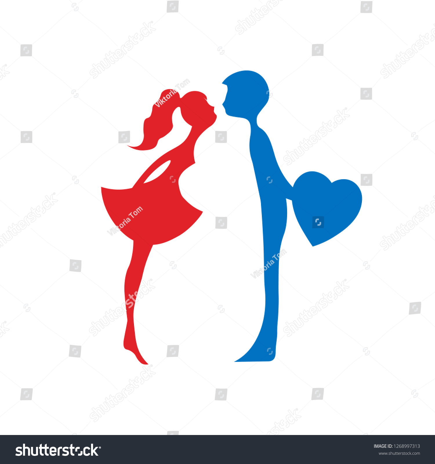 Vektor Stok Silhouettes Kissing Boy Girl Kissing Couple Tanpa Royalti 1268997313 Shutterstock 5171