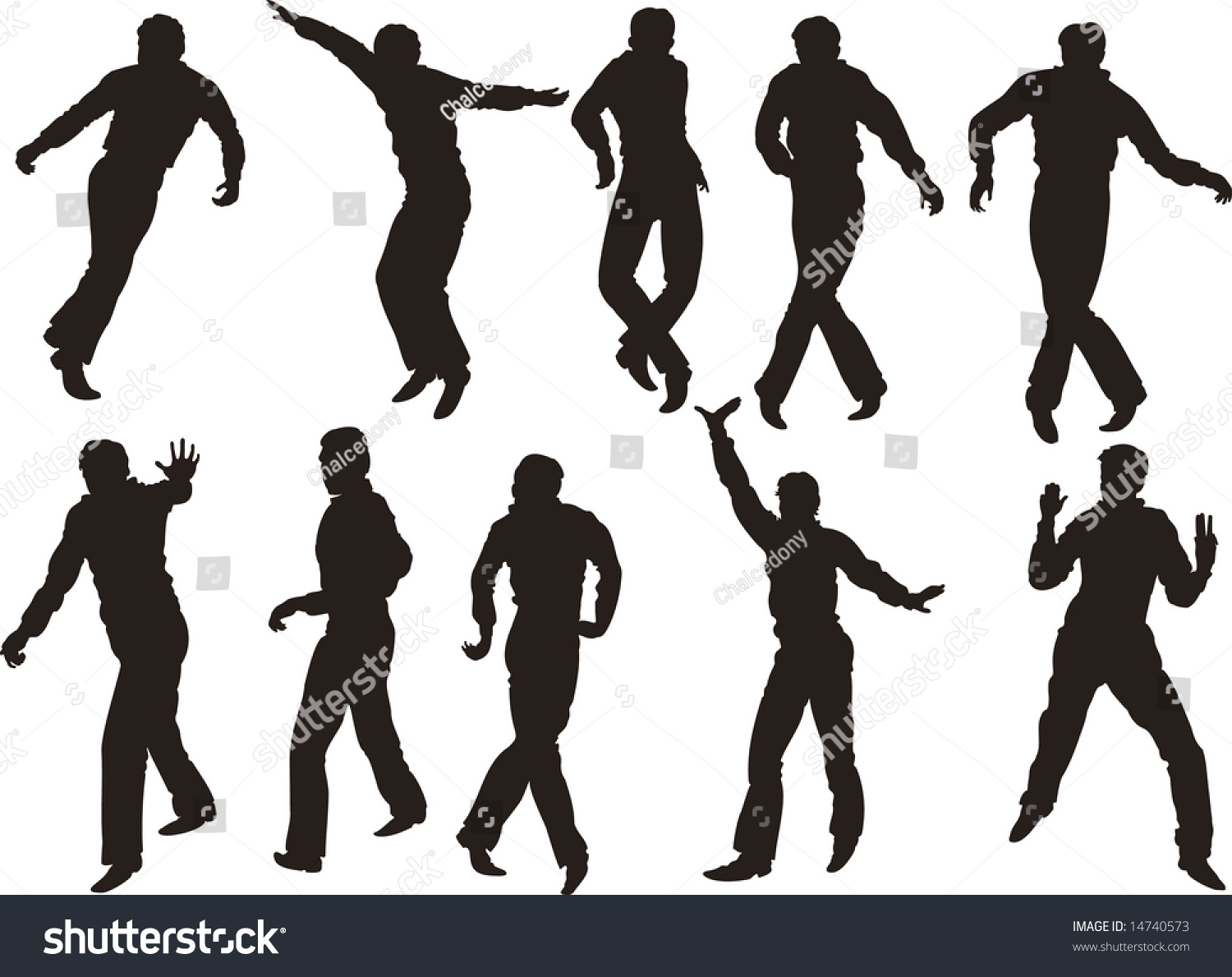 Silhouettes Of Men Dancing Rock'N'Roll. Stock Vector Illustration ...