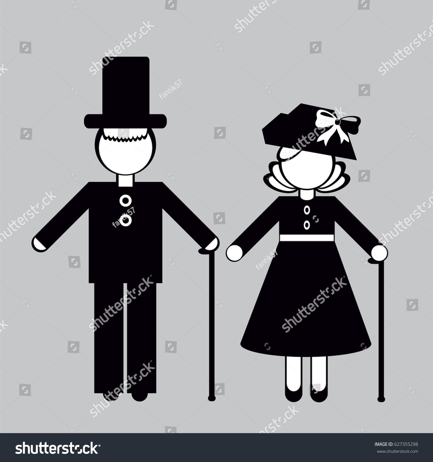 Silhouettes People Grandma Grandpa Stock Vector (Royalty Free) 627355298