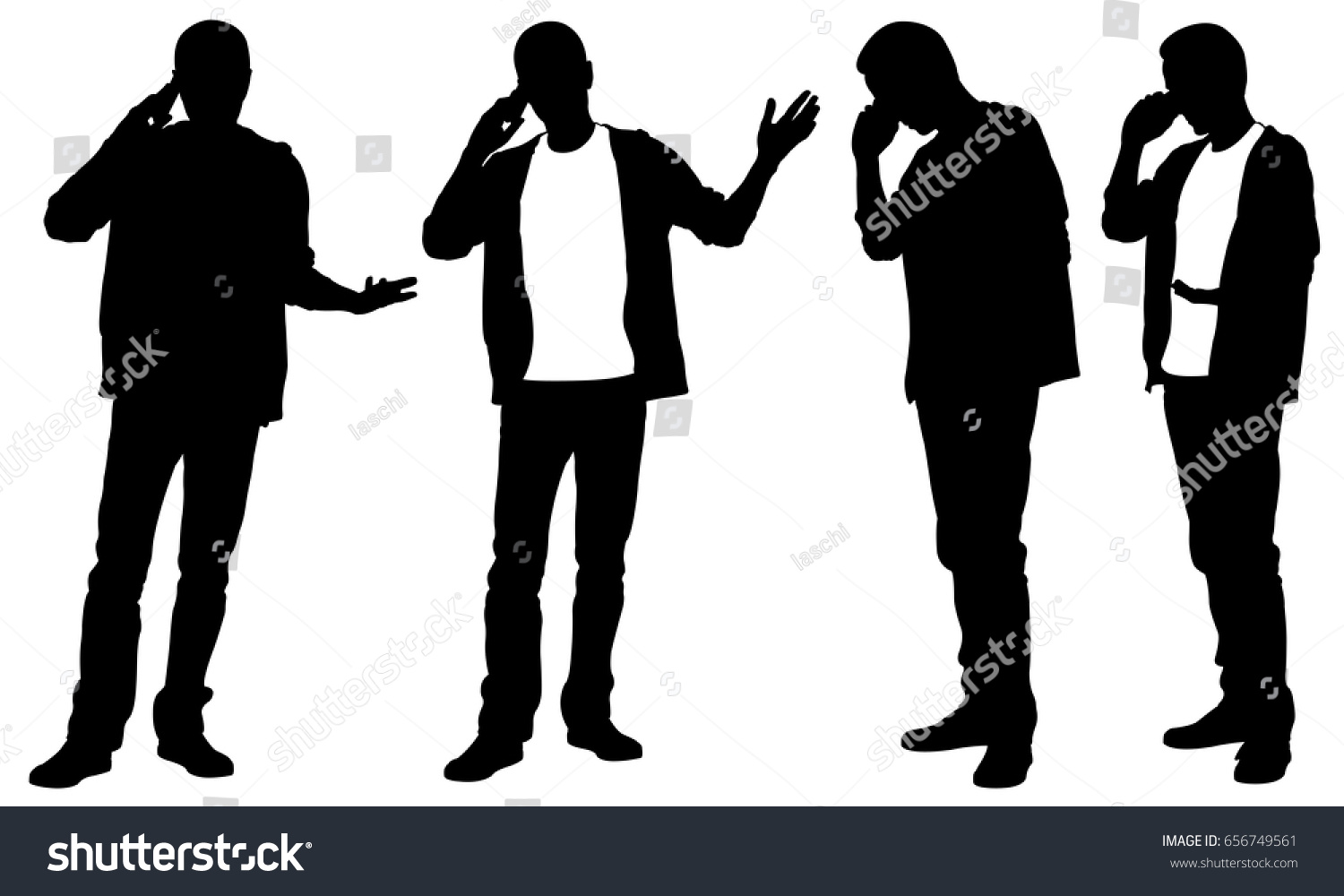 Silhouettes People Talking On Phone Stock Vector Royalty Free