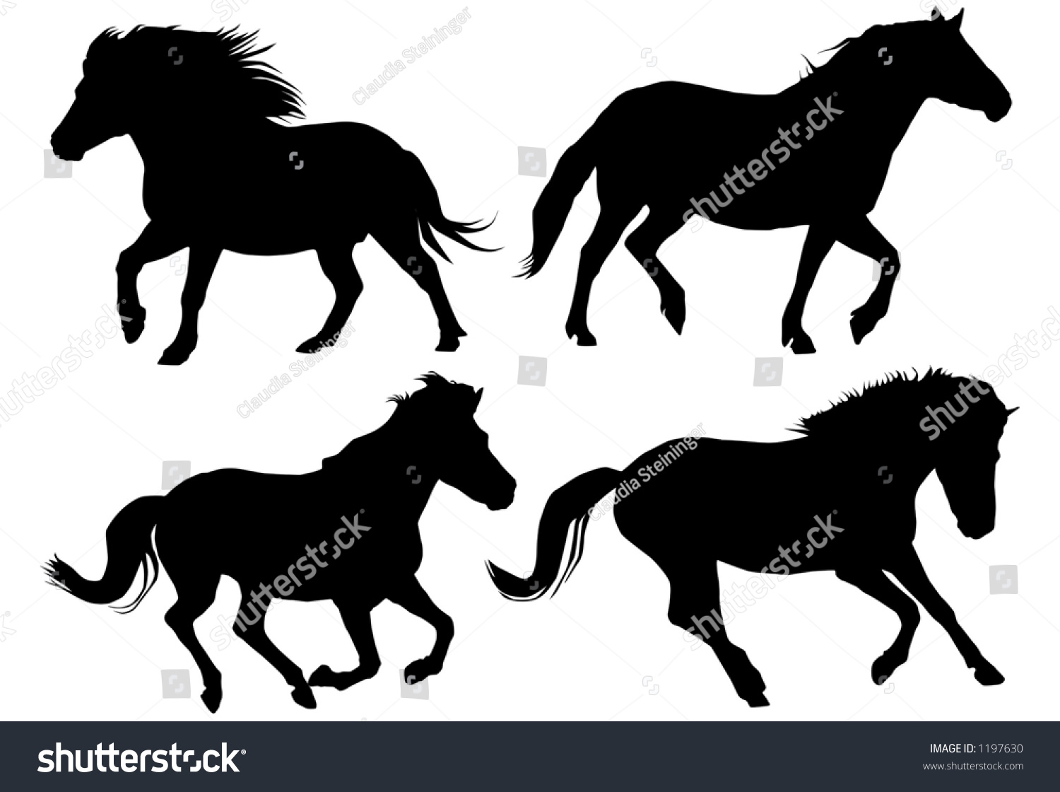 Silhouettes Running Horses Stock Vector (Royalty Free) 1197630 ...