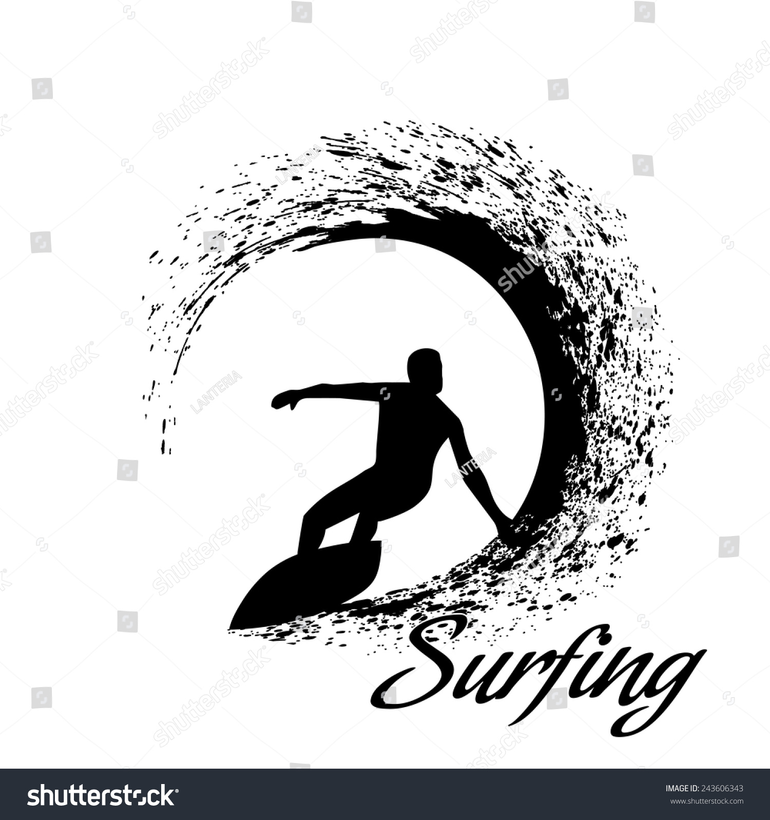 Silhouettes Surfers Stock Vector 243606343 - Shutterstock