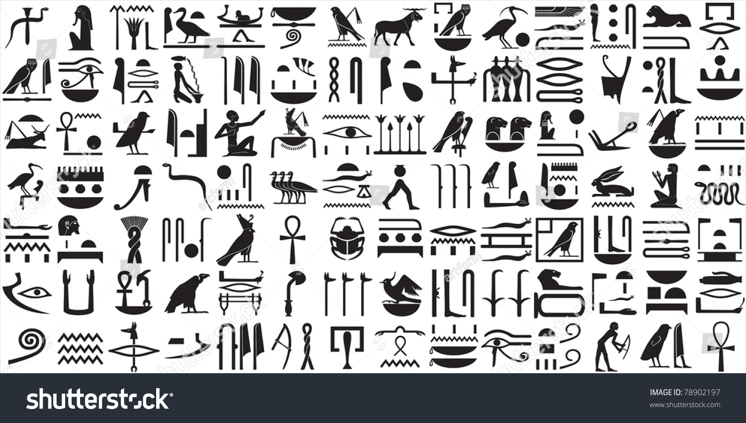 Silhouettes Of The Ancient Egyptian Hieroglyphs Set 1 Stock Vector ...