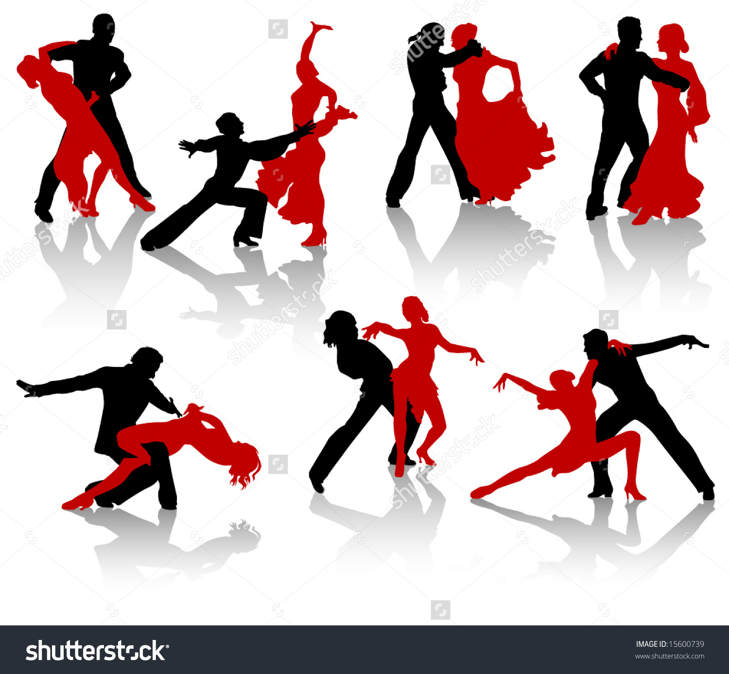 Silhouettes Pairs Dancing Ballroom Dances Waltz Stock Vector 15600739 ...