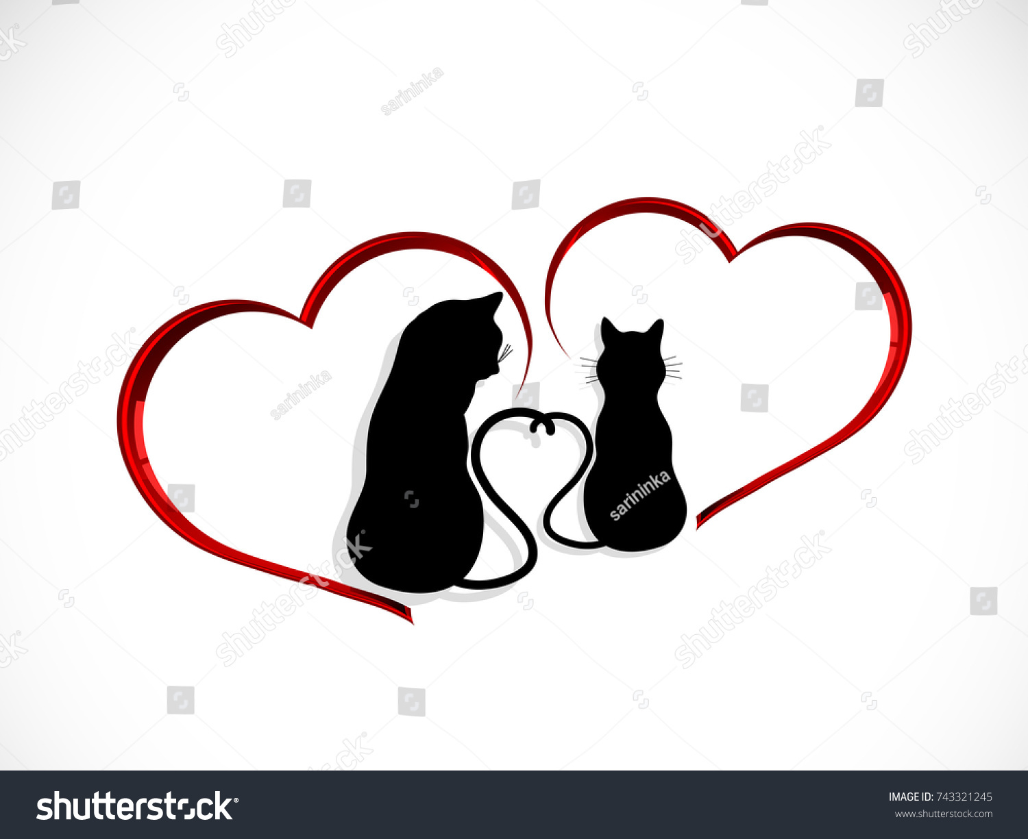 Silhouettes Two Cats Love Vector Illustration Image Vectorielle De Stock Libre De Droits