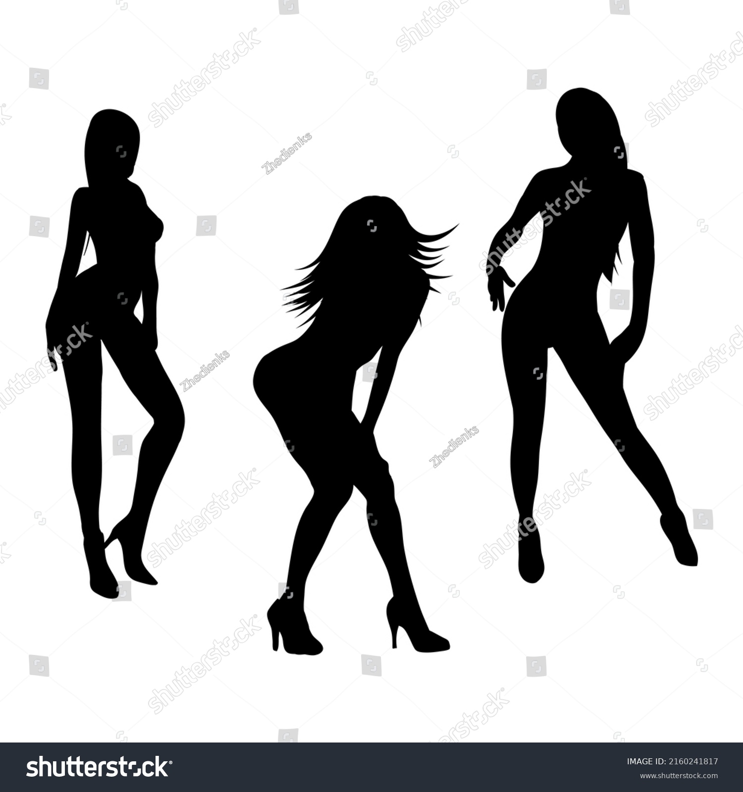 Silhouettes Sexy Girl Various Poses Isolated Stock Vector Royalty Free Shutterstock