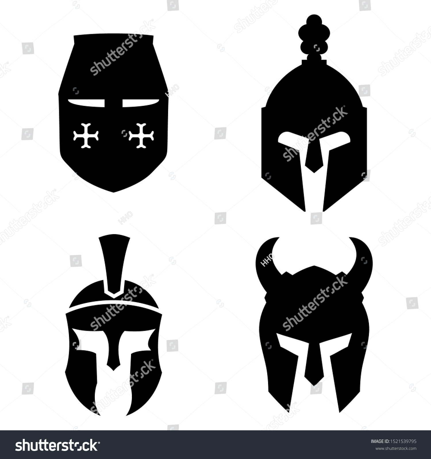 Silhouettes Spartan Helmet Isolated Background Vector Stock Vector ...