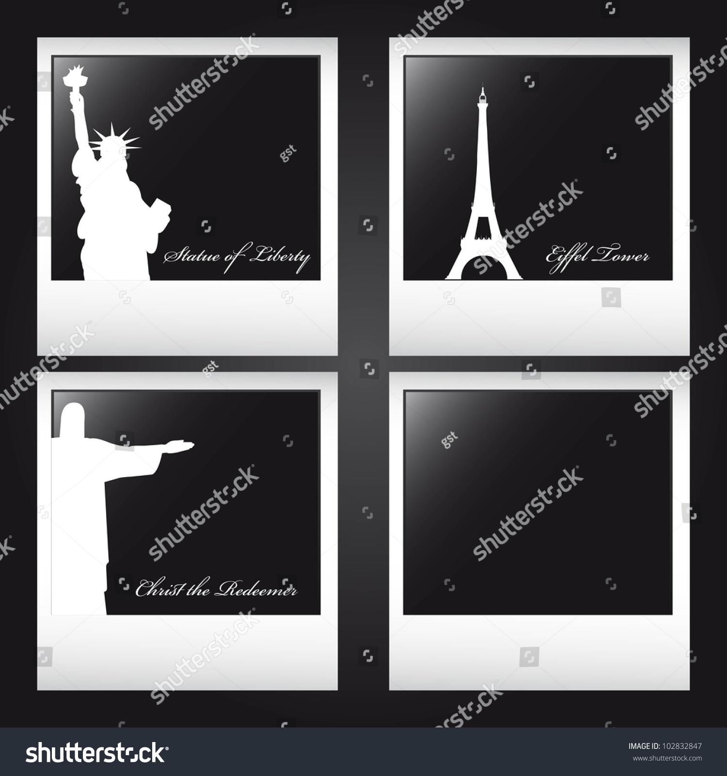 SVG of silhouettes world monuments over photo frame. vector illustration svg