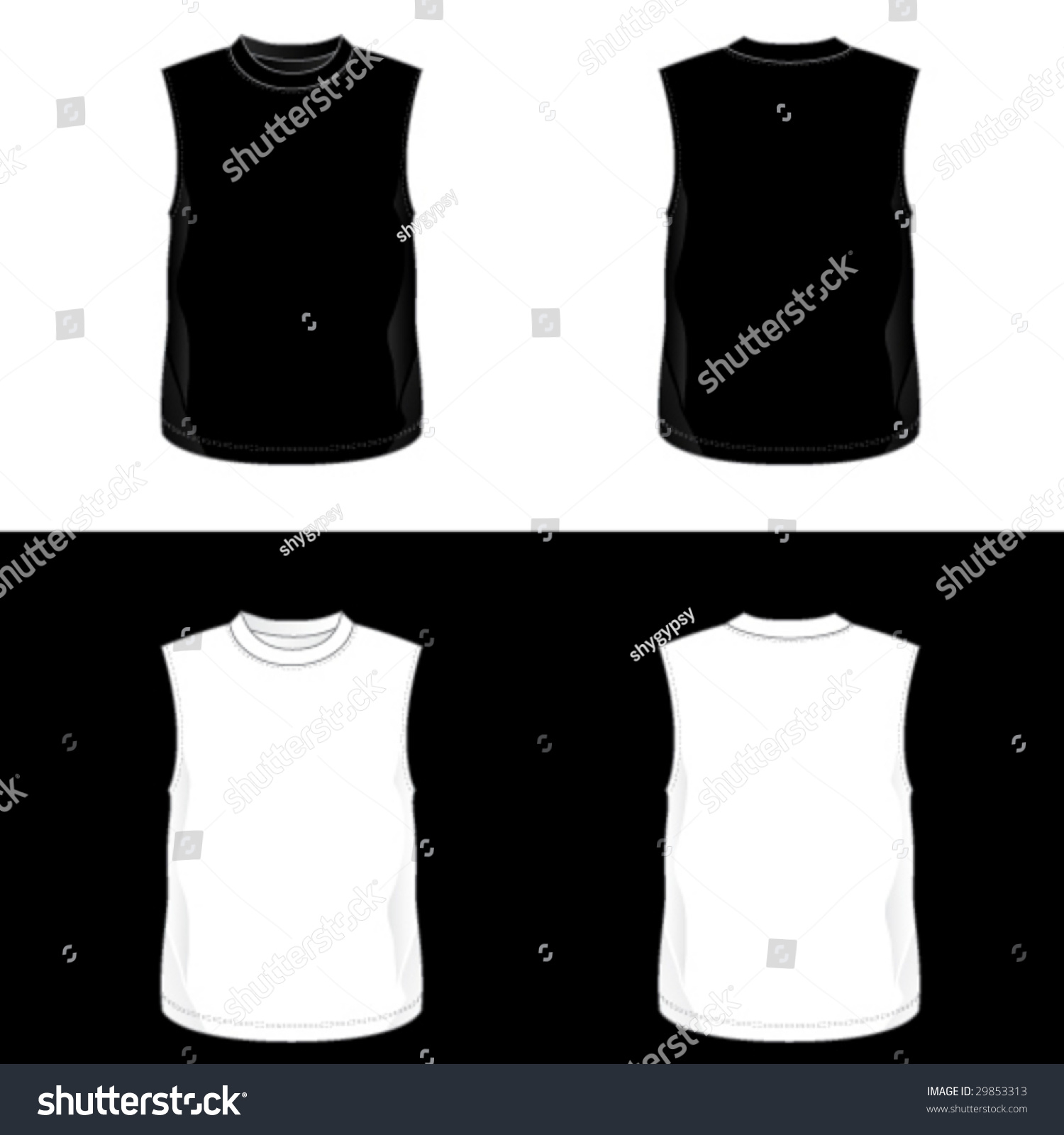 Silkscreen Series. Black And White Realistic Blank T-Shirt Templates ...