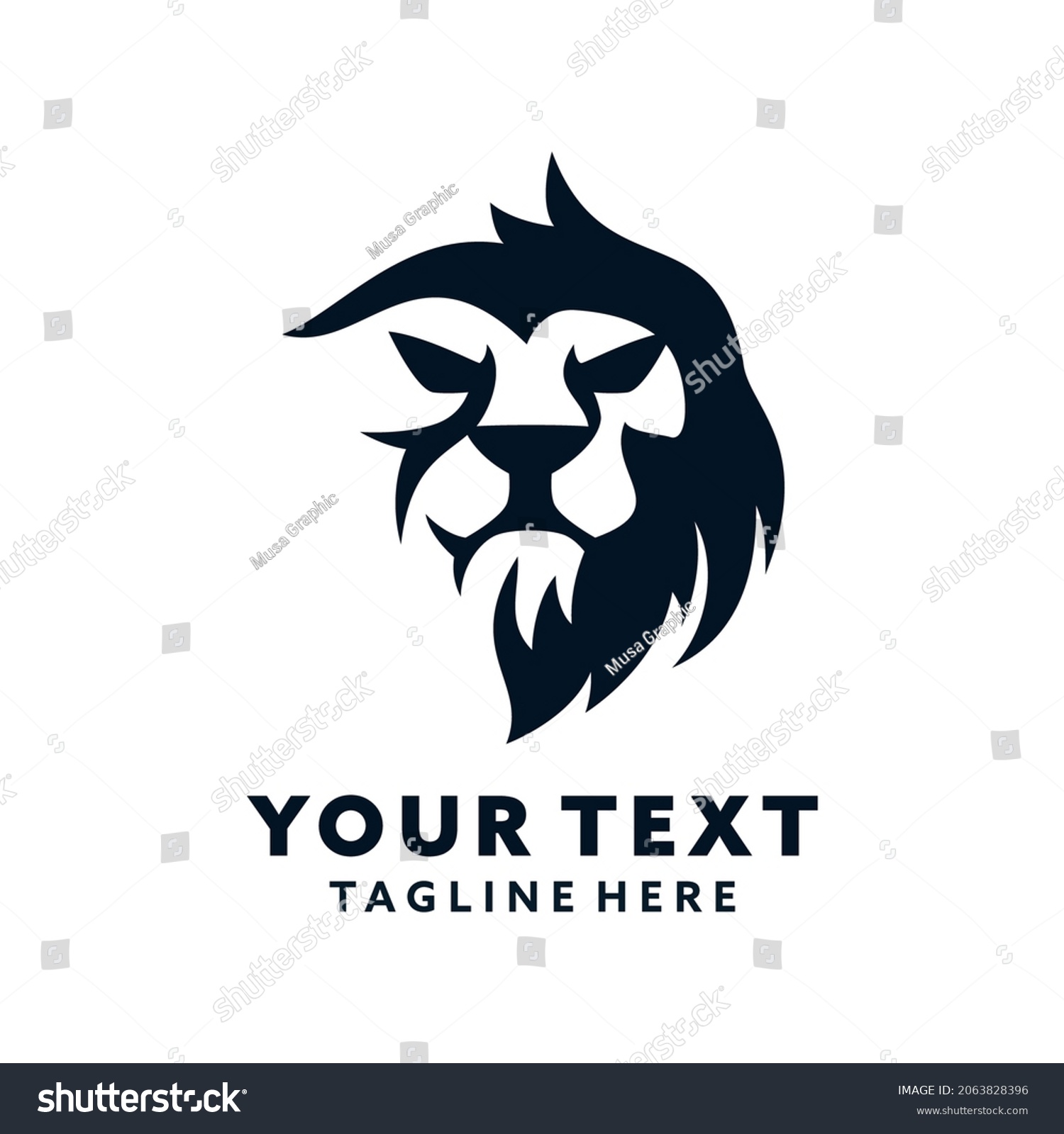 SVG of Sillhouete minimalist animal lion head logo design svg