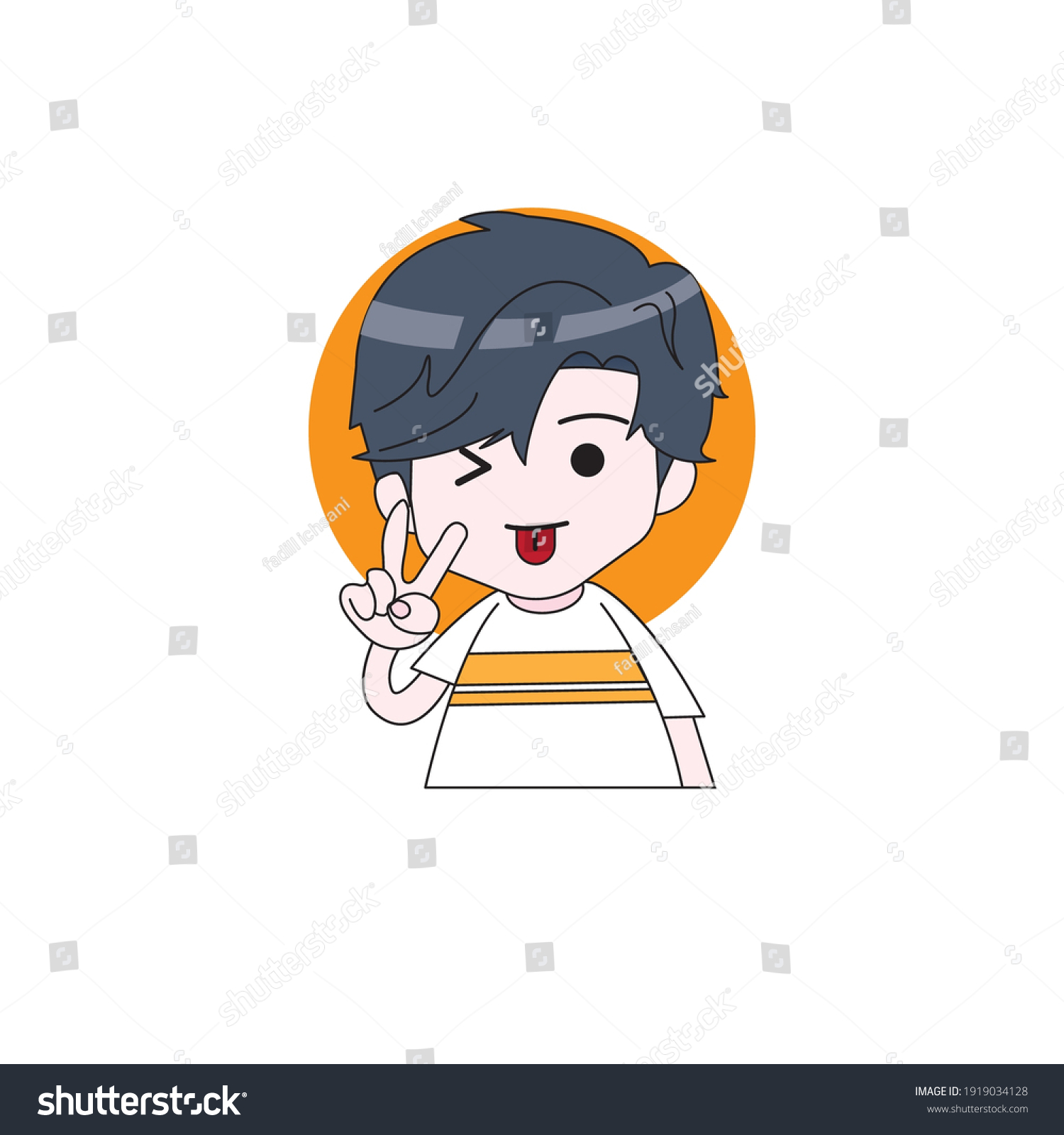 Silly Expression Illustration Character Chibi Sticker Stock Vector ...