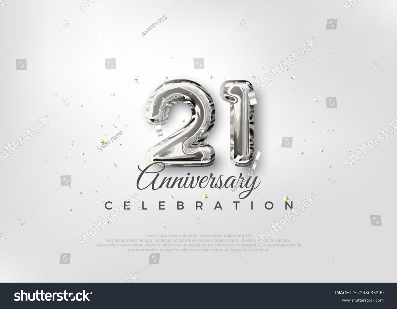 SVG of Silver balloon number. Premium vector 21st anniversary celebration background. svg