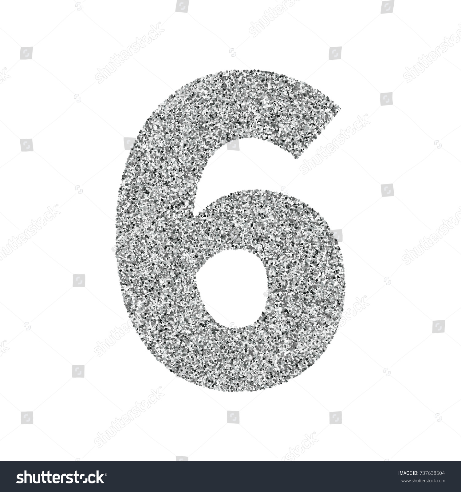 silver glitter alphabet number 6 ideal stock vector royalty free 737638504 shutterstock