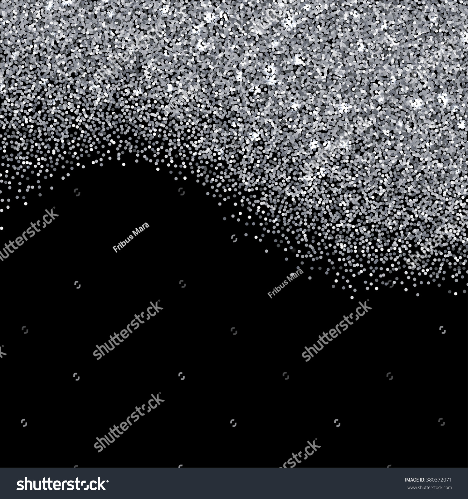 Silver Glitter Texture Border Over Black Stock Vector 380372071 ...