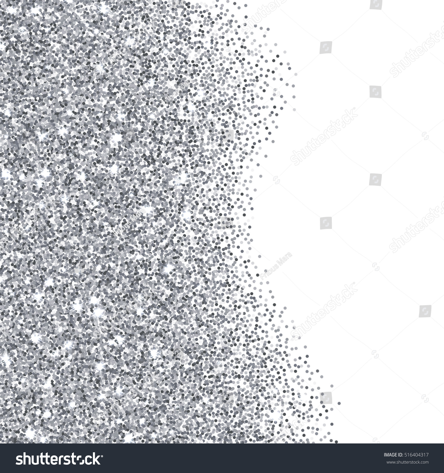 Silver Glitter Texture Border Over White Stock Vector 516404317 ...