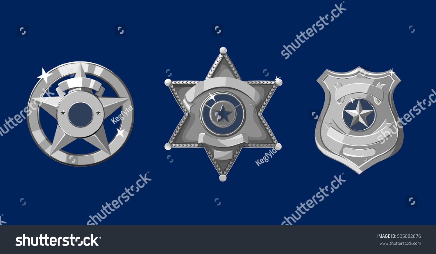 SVG of Silver police and sheriff badges on dark blue background svg