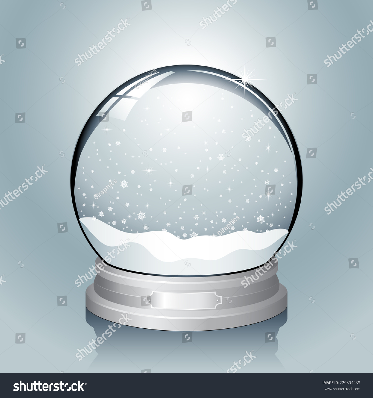 Silver Snow Globe - Realistic Vector Snow Globe With Falling Snowflakes ...