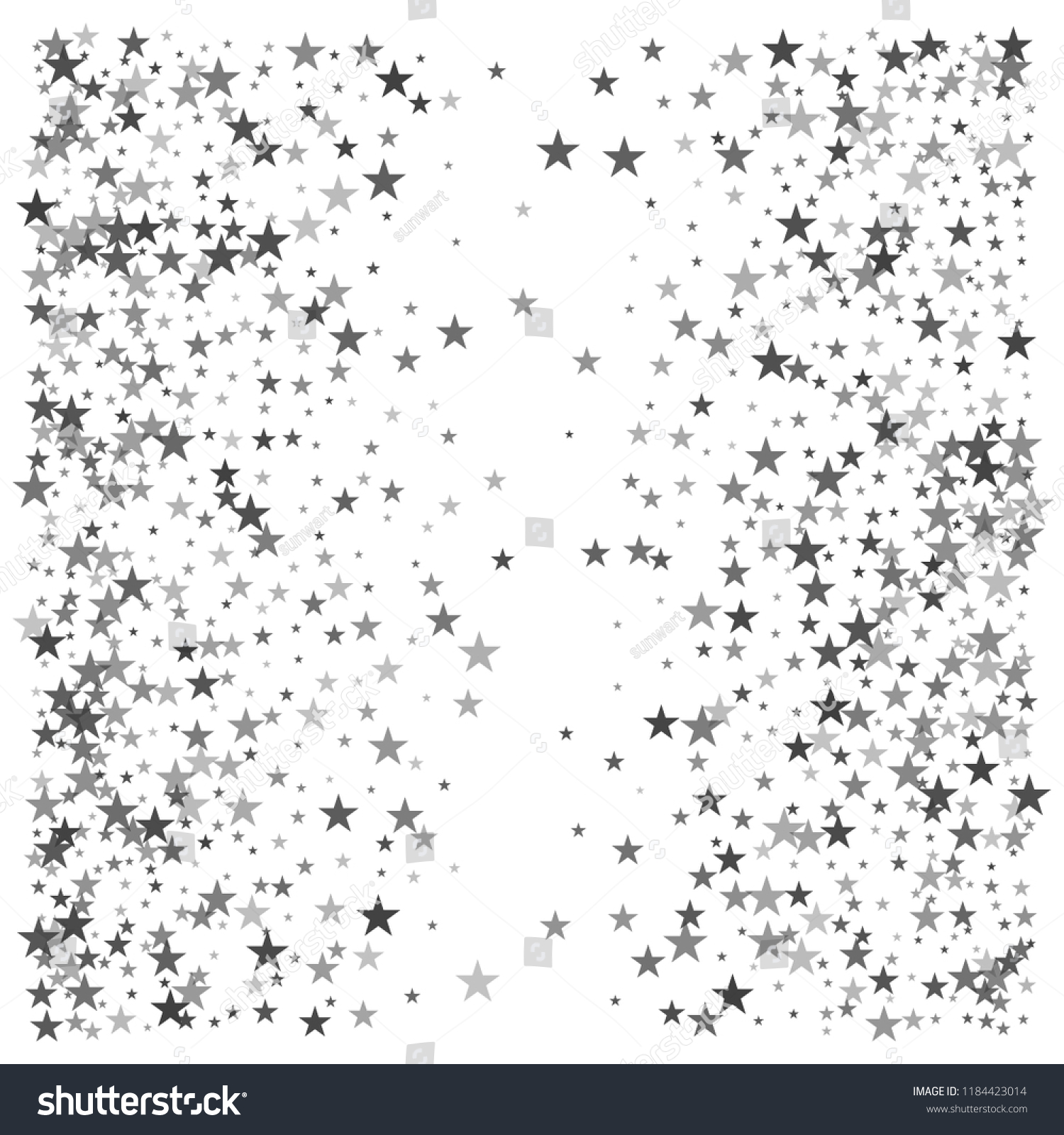 Silver Stars Confetti Vector Background Flying เวกเตอร์สต็อก ปลอดค่า