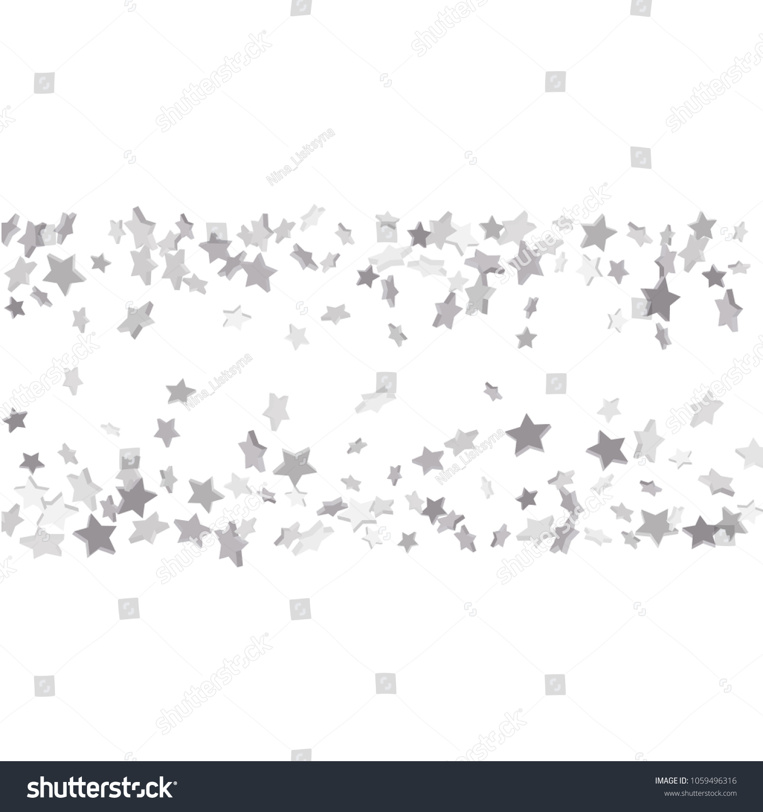 Silver Volumetric Starconfetti Fall On White Stock Vector Royalty Free