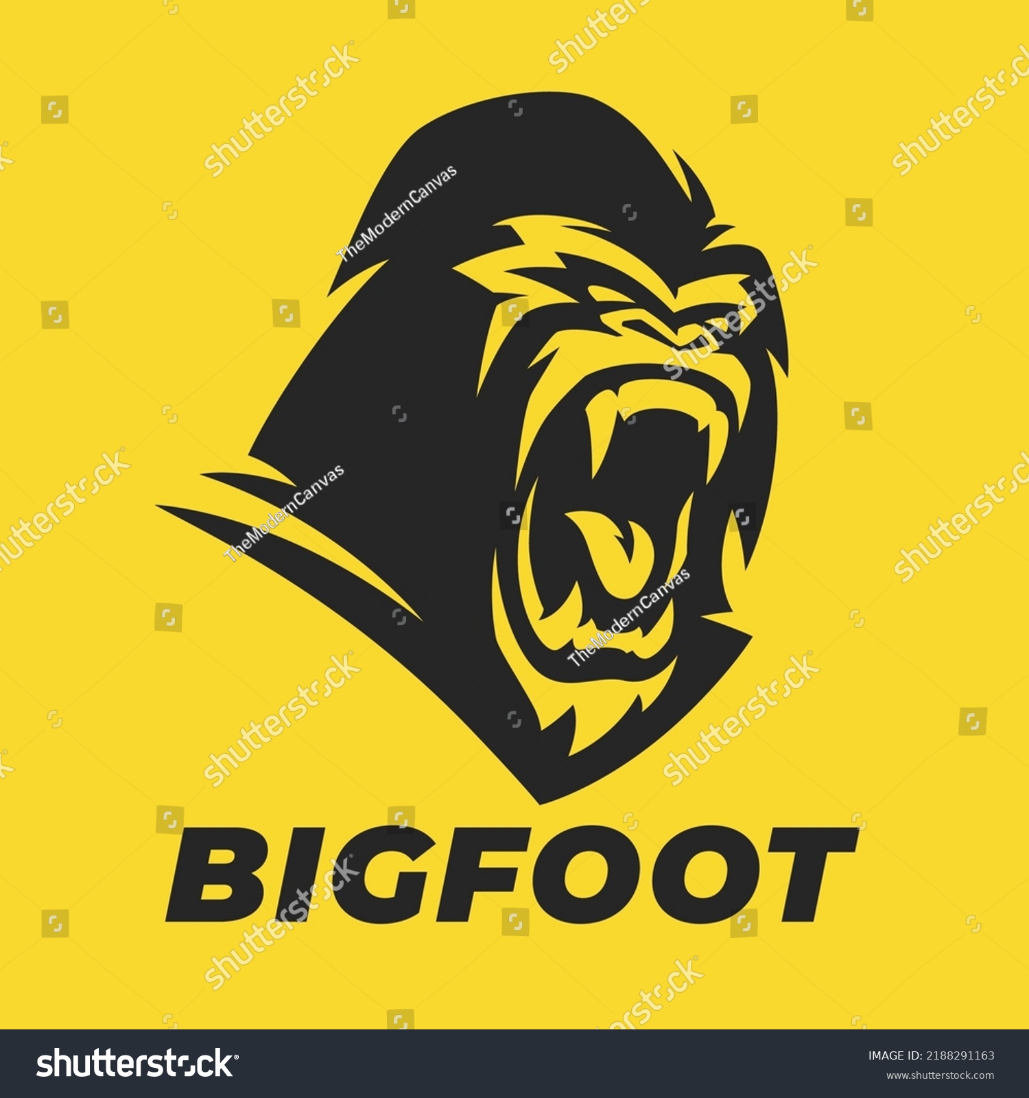 SVG of Silverback Gorilla scream logo. Angry bigfoot icon. Yeti symbol. Sasquatch emblem. Mythical cryptid ape creature face. Vector illustration. svg