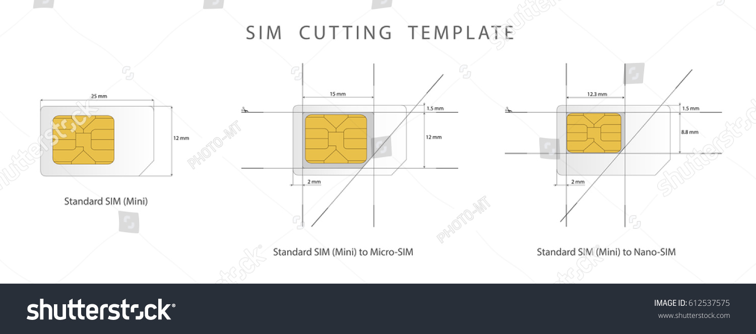 Sim Card Cutting Template Standard Micro Stock Vector (Royalty In Sim Card Cutter Template